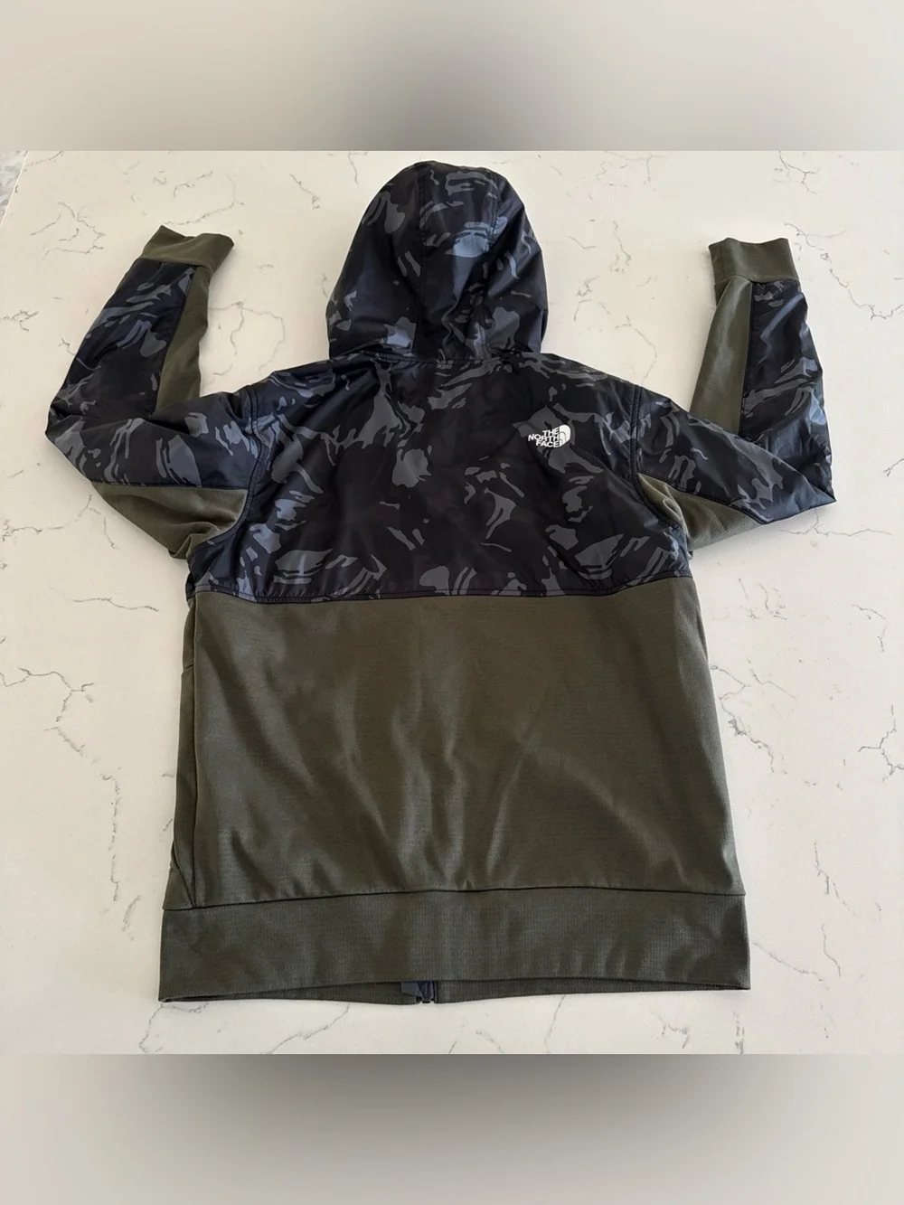 The North Face Mens Hooded Hybrid Jacket - Olive Green & Black Camo Full Zip